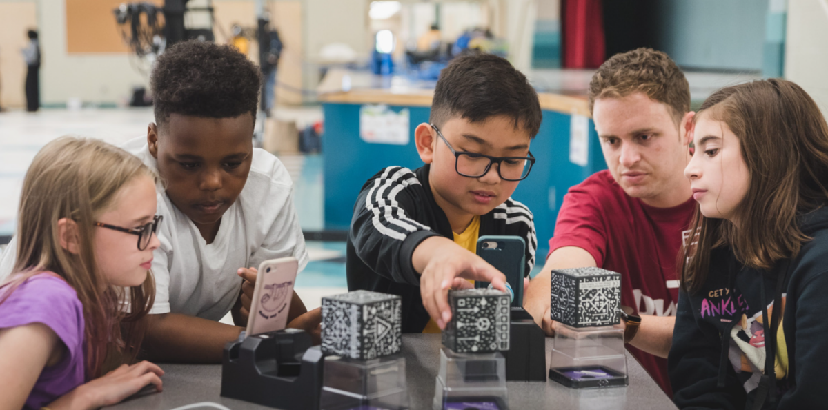 students working on a project together